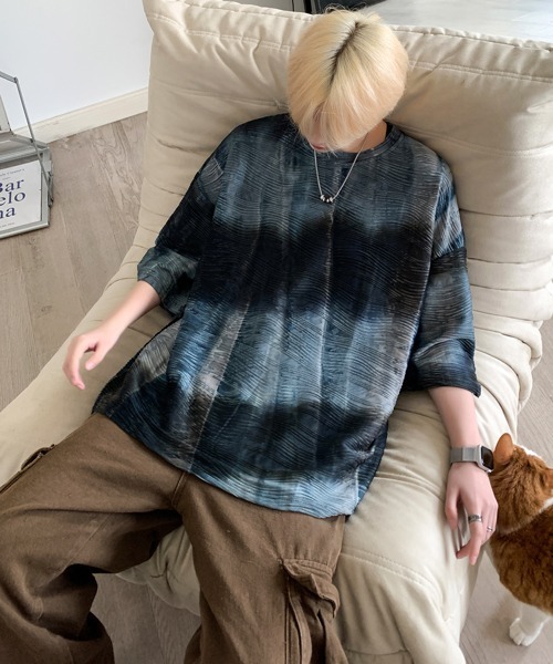 neos(ネオス)の「【FVLMEN】wave emboss border gradation tie dye tee/ウェーブ エンボス ボーダー グラデーション タイダイ T(Tシャツ/カットソー・メンズ・グリーン/ネイビー・X-LARGE/LARGE/MEDIUM)」の15枚目の写真