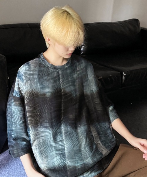 neos(ネオス)の「【FVLMEN】wave emboss border gradation tie dye tee/ウェーブ エンボス ボーダー グラデーション タイダイ T(Tシャツ/カットソー・メンズ・グリーン/ネイビー・X-LARGE/LARGE/MEDIUM)」の11枚目の写真