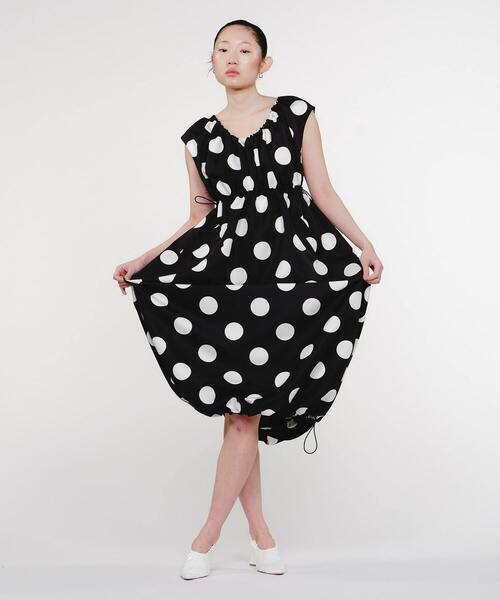 FRAPBOIS（フラボア）の「ドットグログラン ワンピース（ワンピース・レディース・ブラック・1）」の6枚目の写真