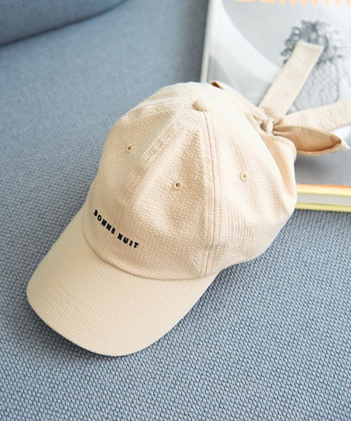 ROPE' PICNIC（ロペピクニック）の「シアサッカーバックリボンキャップ（キャップ・レディース・ブラウン/ダークグリーン/ベージュ系その他・FREE）」の3枚目の写真