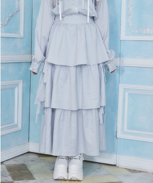 Whinny（ホワイニー）の「Whinny/【WEB限定カラーあり】ぷりぷりスウィートスカート（スカート・レディース・サックスブルー/ブラック/グレー・FREE）」の3枚目の写真