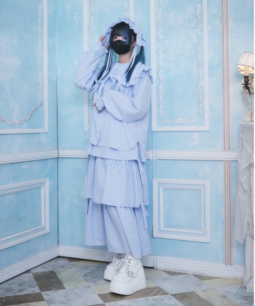 Whinny（ホワイニー）の「Whinny/【WEB限定カラーあり】ぷりぷりスウィートスカート（スカート・レディース・サックスブルー/ブラック/グレー・FREE）」の8枚目の写真