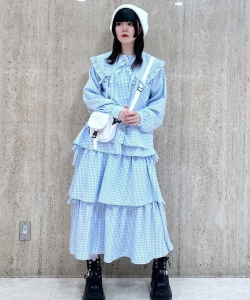 Whinny（ホワイニー）の「Whinny/【WEB限定カラーあり】ぷりぷりスウィートスカート（スカート・レディース・サックスブルー/ブラック/グレー・FREE）」の14枚目の写真