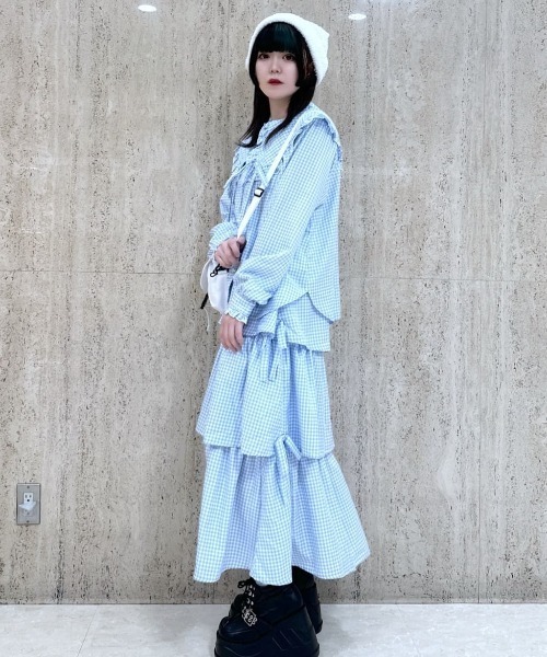 Whinny（ホワイニー）の「Whinny/【WEB限定カラーあり】ぷりぷりスウィートスカート（スカート・レディース・サックスブルー/ブラック/グレー・FREE）」の15枚目の写真