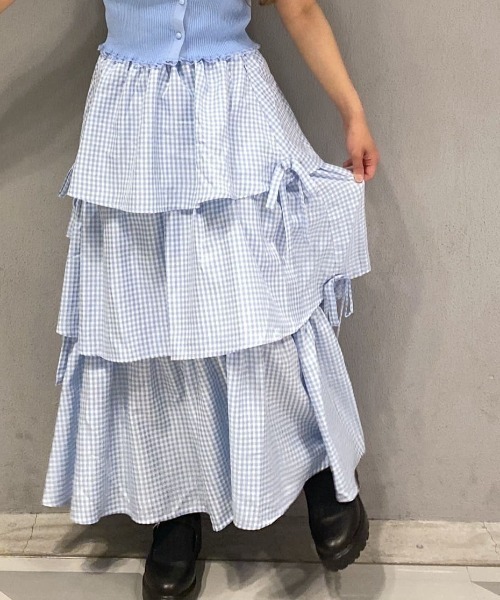 Whinny（ホワイニー）の「Whinny/【WEB限定カラーあり】ぷりぷりスウィートスカート（スカート・レディース・サックスブルー/ブラック/グレー・FREE）」の21枚目の写真