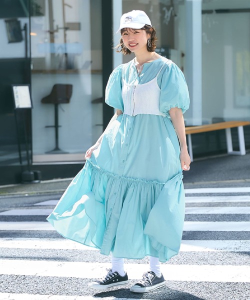RAGEBLUE（レイジブルー）の「ティアードギャザー/コットンボイルワンピース（シャツワンピース・レディース・ブラック/ピンク/ブルー・FREE）」の5枚目の写真
