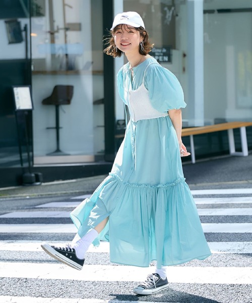 RAGEBLUE（レイジブルー）の「ティアードギャザー/コットンボイルワンピース（シャツワンピース・レディース・ブラック/ピンク/ブルー・FREE）」の6枚目の写真