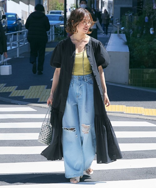 RAGEBLUE（レイジブルー）の「ティアードギャザー/コットンボイルワンピース（シャツワンピース・レディース・ブラック/ピンク/ブルー・FREE）」の18枚目の写真