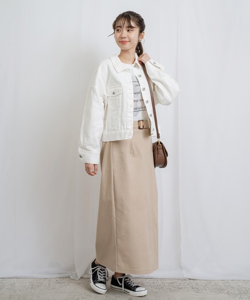 ANNA LUNA（アンナルナ）の「【ANNA LUNA】すっきりとしたIラインシルエットのベルト付きラップ風スカート（スカート・レディース・ベージュ/ブラック・MEDIUM/LARGE）」の6枚目の写真