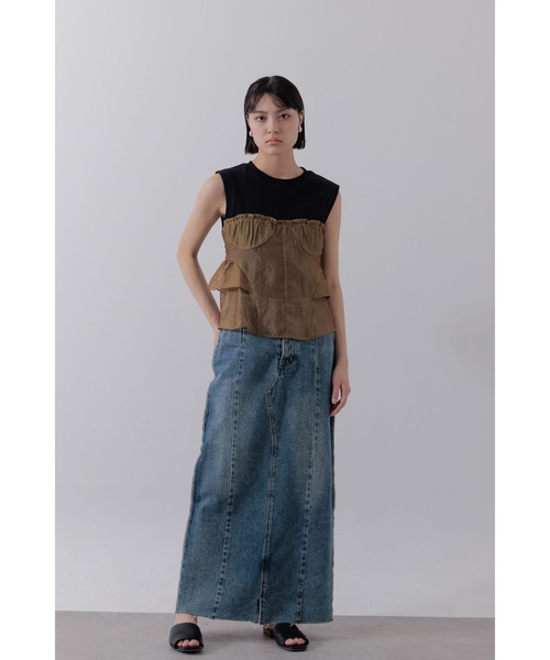 Limue（リミュ）の「ビスチェコンビカットソー（Tシャツ/カットソー・レディース・ホワイト/ブラック・FREE）」の3枚目の写真