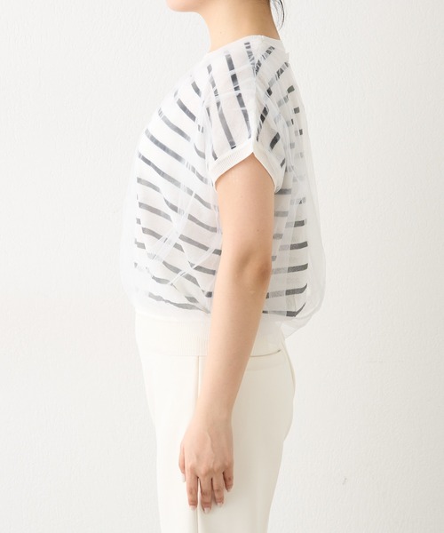 THE PAUSE（ザ ポーズ）の「【THE PAUSE】チュールコンビニットプルオーバー（ニット/セーター・レディース・ブラック/オフホワイト・FREE）」の8枚目の写真