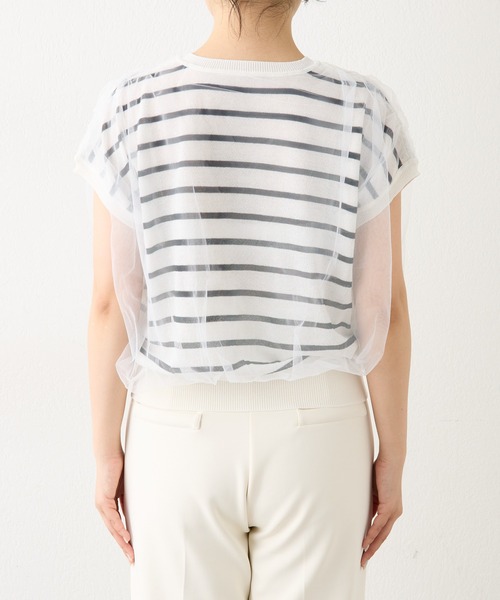 THE PAUSE（ザ ポーズ）の「【THE PAUSE】チュールコンビニットプルオーバー（ニット/セーター・レディース・ブラック/オフホワイト・FREE）」の9枚目の写真