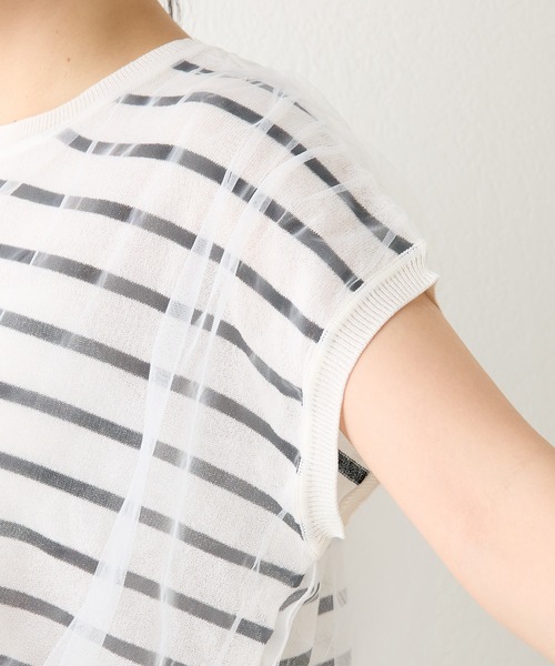 THE PAUSE（ザ ポーズ）の「【THE PAUSE】チュールコンビニットプルオーバー（ニット/セーター・レディース・ブラック/オフホワイト・FREE）」の11枚目の写真