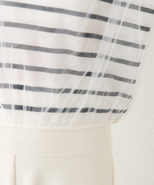 THE PAUSE（ザ ポーズ）の「【THE PAUSE】チュールコンビニットプルオーバー（ニット/セーター・レディース・ブラック/オフホワイト・FREE）」の3枚目の写真