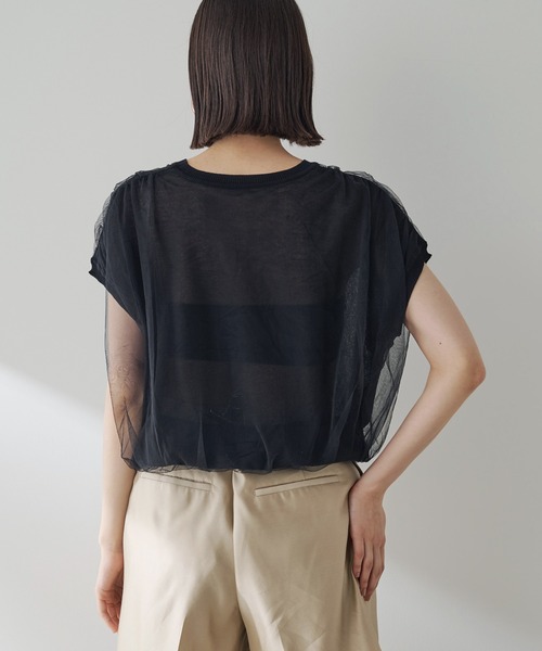 THE PAUSE（ザ ポーズ）の「【THE PAUSE】チュールコンビニットプルオーバー（ニット/セーター・レディース・ブラック/オフホワイト・FREE）」の20枚目の写真