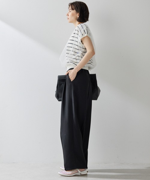 THE PAUSE（ザ ポーズ）の「【THE PAUSE】チュールコンビニットプルオーバー（ニット/セーター・レディース・ブラック/オフホワイト・FREE）」の13枚目の写真