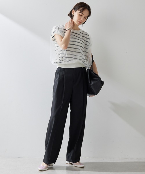 THE PAUSE（ザ ポーズ）の「【THE PAUSE】チュールコンビニットプルオーバー（ニット/セーター・レディース・ブラック/オフホワイト・FREE）」の17枚目の写真