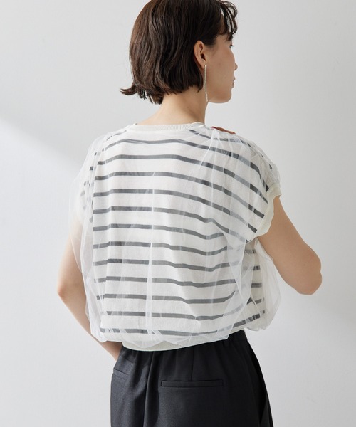 THE PAUSE（ザ ポーズ）の「【THE PAUSE】チュールコンビニットプルオーバー（ニット/セーター・レディース・ブラック/オフホワイト・FREE）」の15枚目の写真