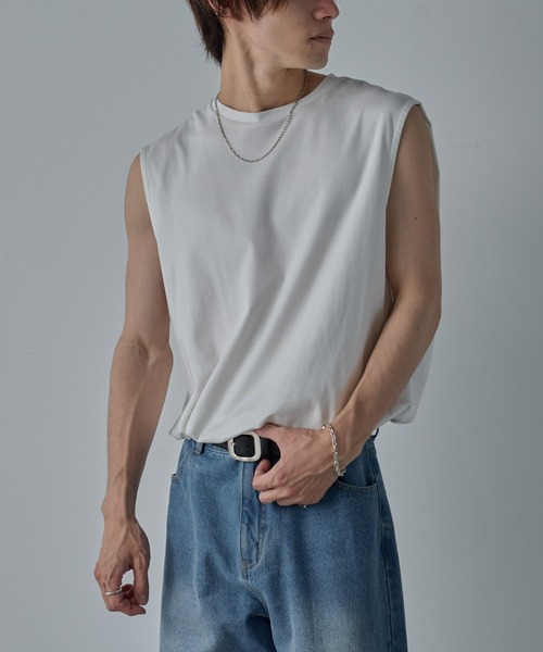 COLONY 2139(コロニートゥーワンスリーナイン)の「スマート変形ノースリーブT(Tシャツ/カットソー・メンズ・ホワイト/ブラック・MEDIUM/LARGE)」の21枚目の写真