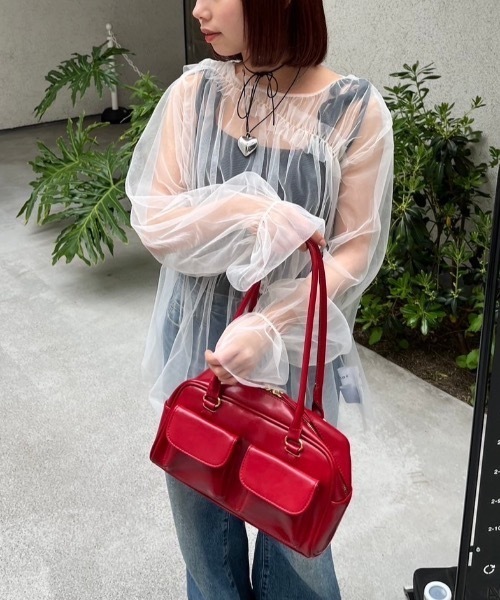 nemne store(ネンネストア)の「【低身長サイズあり】シャーリングチュールチュニック(シャツ/ブラウス・レディース・グレー/アイボリー・MEDIUM/SMALL)」の1枚目の写真