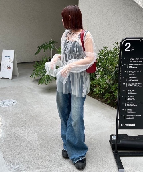 nemne store(ネンネストア)の「【低身長サイズあり】シャーリングチュールチュニック(シャツ/ブラウス・レディース・グレー/アイボリー・MEDIUM/SMALL)」の13枚目の写真
