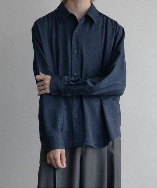 CASPER JOHN(キャスパージョン)の「Various loose shirts -flower jacquard-/バリアスルーズシャツ -フラワージャガード-(シャツ/ブラウス・メンズ・ネイビー/レッド/ブラック/アイボリー・LARGE/MEDIUM/SMALL/X-SMALL)」の4枚目の写真