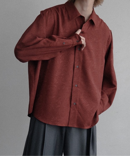 CASPER JOHN(キャスパージョン)の「Various loose shirts -flower jacquard-/バリアスルーズシャツ -フラワージャガード-(シャツ/ブラウス・メンズ・ネイビー/レッド/ブラック/アイボリー・LARGE/MEDIUM/SMALL/X-SMALL)」の1枚目の写真