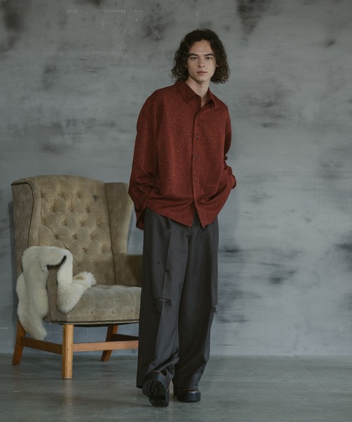 CASPER JOHN(キャスパージョン)の「Various loose shirts -flower jacquard-/バリアスルーズシャツ -フラワージャガード-(シャツ/ブラウス・メンズ・ネイビー/レッド/ブラック/アイボリー・LARGE/MEDIUM/SMALL/X-SMALL)」の18枚目の写真