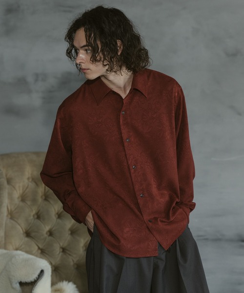 CASPER JOHN(キャスパージョン)の「Various loose shirts -flower jacquard-/バリアスルーズシャツ -フラワージャガード-(シャツ/ブラウス・メンズ・ネイビー/レッド/ブラック/アイボリー・LARGE/MEDIUM/SMALL/X-SMALL)」の19枚目の写真