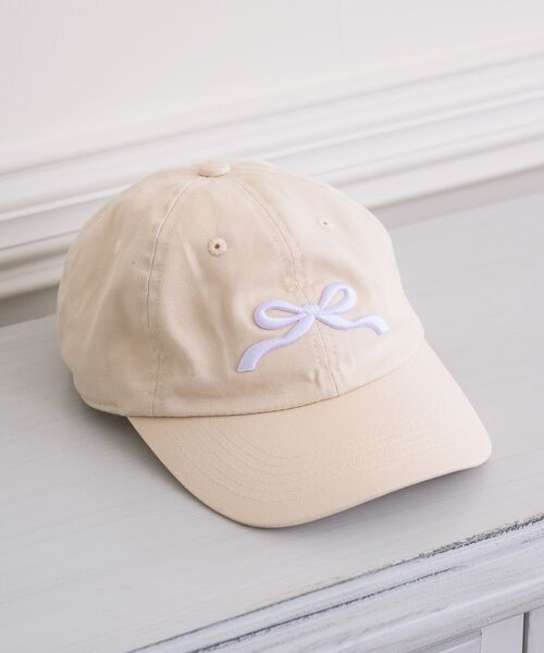 casita(RETRO GIRL)（カシータ）の「リボン刺繍キャップ（キャップ・レディース・ブルー/アイボリー/ブラック・ONE SIZE）」の5枚目の写真