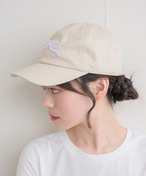casita(RETRO GIRL)（カシータ）の「リボン刺繍キャップ（キャップ・レディース・ブルー/アイボリー/ブラック・ONE SIZE）」の6枚目の写真