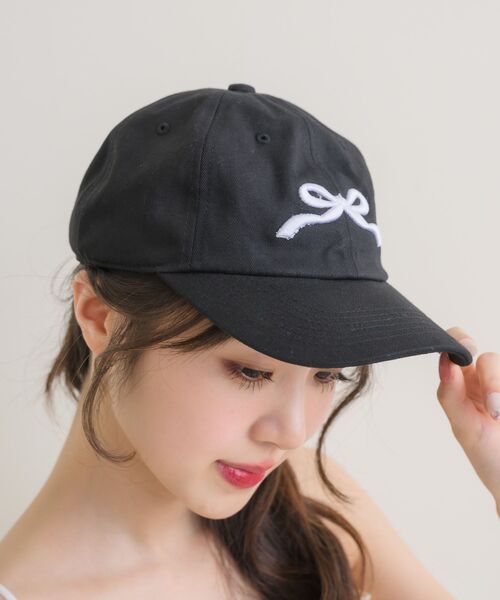 casita(RETRO GIRL)（カシータ）の「リボン刺繍キャップ（キャップ・レディース・ブルー/アイボリー/ブラック・ONE SIZE）」の10枚目の写真