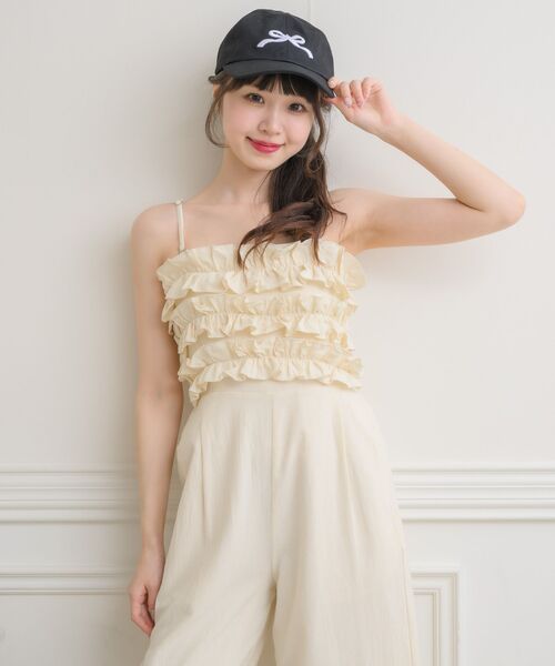 casita(RETRO GIRL)（カシータ）の「リボン刺繍キャップ（キャップ・レディース・ブルー/アイボリー/ブラック・ONE SIZE）」の12枚目の写真