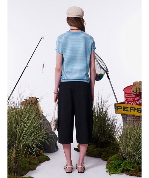 KIRSH（キルシー）の「KIRSH MONO CHERRY STRIPE T-SHIRT キルシー ユニ モノ チェリー ストライプ Tシャツ（Tシャツ/カットソー・レディース・スカイブルー/ネイビー/ライトオレンジ系・ONE SIZE）」の6枚目の写真