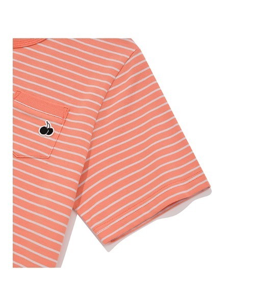 KIRSH（キルシー）の「KIRSH MONO CHERRY STRIPE T-SHIRT キルシー ユニ モノ チェリー ストライプ Tシャツ（Tシャツ/カットソー・レディース・スカイブルー/ネイビー/ライトオレンジ系・ONE SIZE）」の12枚目の写真