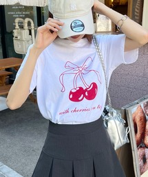 【コットン100%】さくらんぼリボンロゴTシャツ