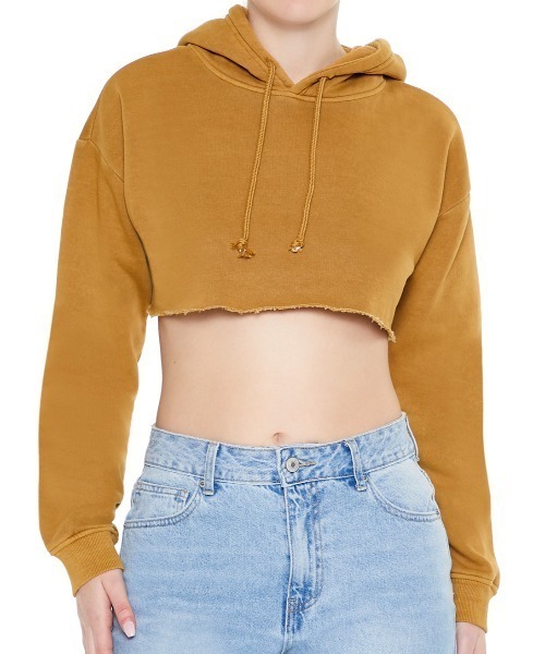 FOREVER 21（フォーエバー トゥエンティーワン）の「裏毛ショートパーカー（スウェット・レディース・ベージュ/ブラック/グリーン・LARGE/MEDIUM/SMALL）」の2枚目の写真