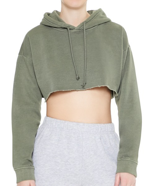 FOREVER 21（フォーエバー トゥエンティーワン）の「裏毛ショートパーカー（スウェット・レディース・ベージュ/ブラック/グリーン・LARGE/MEDIUM/SMALL）」の3枚目の写真