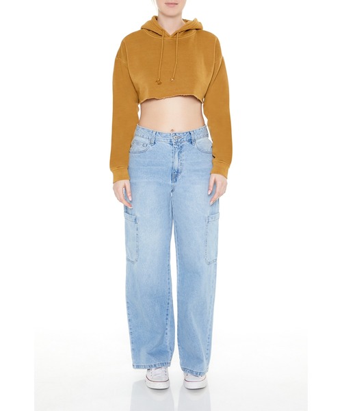 FOREVER 21（フォーエバー トゥエンティーワン）の「裏毛ショートパーカー（スウェット・レディース・ベージュ/ブラック/グリーン・LARGE/MEDIUM/SMALL）」の10枚目の写真