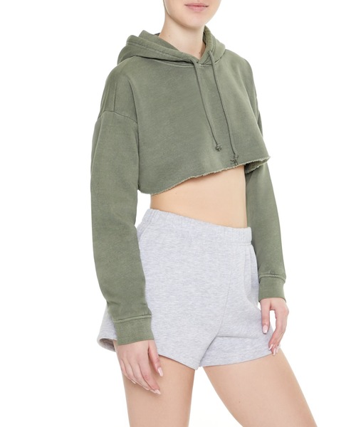 FOREVER 21（フォーエバー トゥエンティーワン）の「裏毛ショートパーカー（スウェット・レディース・ベージュ/ブラック/グリーン・LARGE/MEDIUM/SMALL）」の12枚目の写真