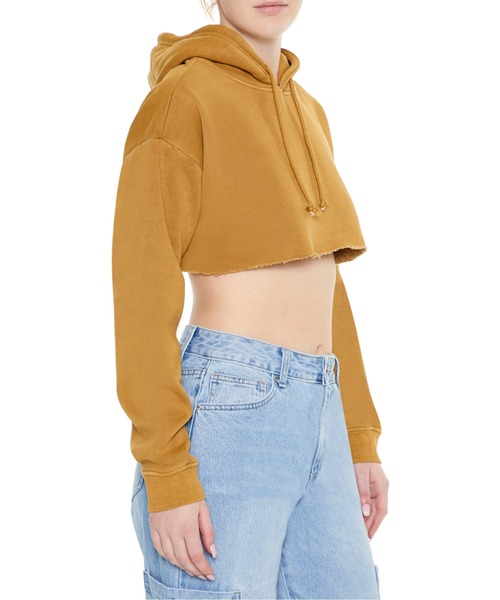 FOREVER 21（フォーエバー トゥエンティーワン）の「裏毛ショートパーカー（スウェット・レディース・ベージュ/ブラック/グリーン・LARGE/MEDIUM/SMALL）」の9枚目の写真