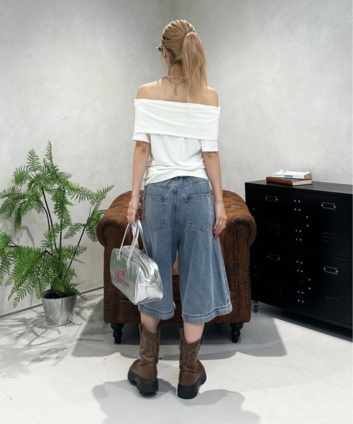 sedacle girl(セダクルガール)の「プリントオフショルトップス(Tシャツ/カットソー・レディース・ブラック/オフホワイト・MEDIUM/SMALL)」の10枚目の写真