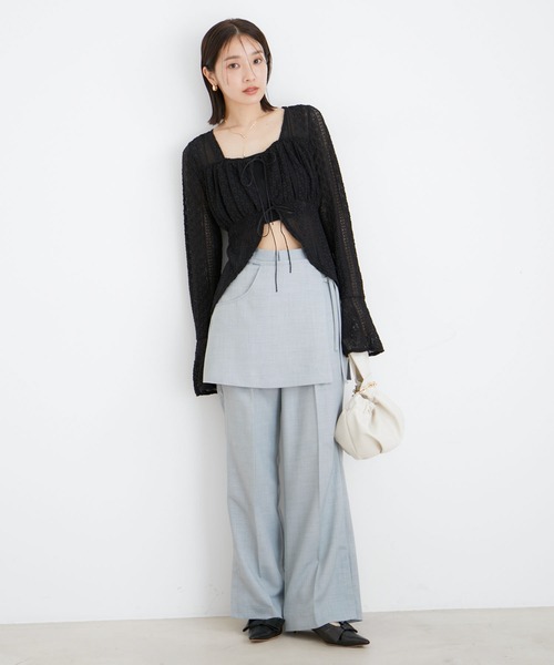 VIS（ビス）の「【洗える】フリルレースブラウス（シャツ/ブラウス・レディース・ブラック/オフホワイト・FREE）」の17枚目の写真