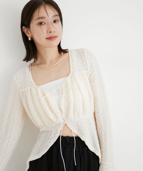 VIS（ビス）の「【洗える】フリルレースブラウス（シャツ/ブラウス・レディース・ブラック/オフホワイト・FREE）」の15枚目の写真