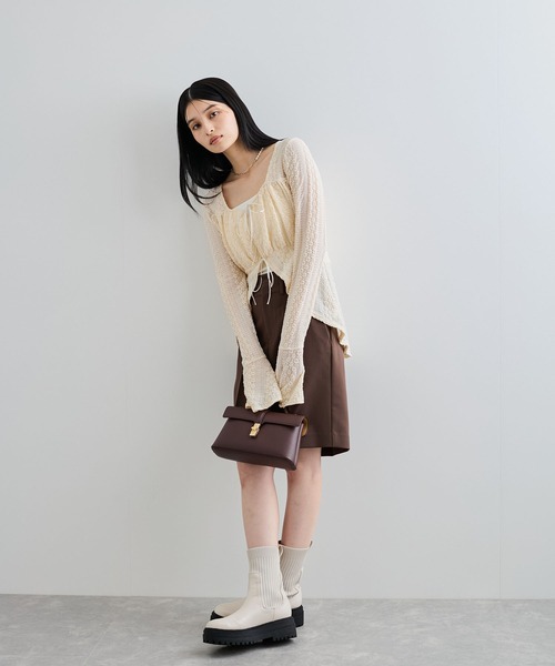 VIS（ビス）の「【洗える】フリルレースブラウス（シャツ/ブラウス・レディース・ブラック/オフホワイト・FREE）」の3枚目の写真