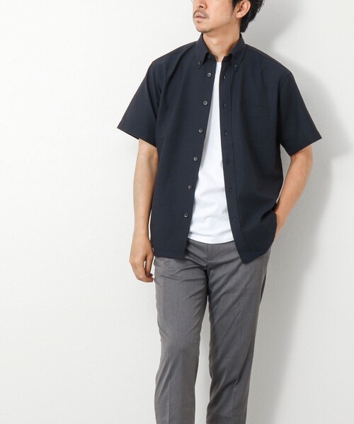 NOLLEY’S（ノーリーズ）の「DotAirサッカー 撥水BD半袖シャツ（シャツ/ブラウス・メンズ・グレイッシュベージュ/ホワイト系その他4/ネイビー/チャコールグレー・L/M）」の17枚目の写真