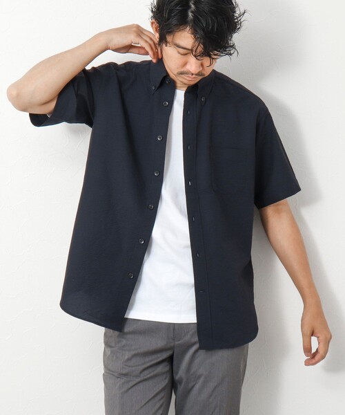 NOLLEY’S（ノーリーズ）の「DotAirサッカー 撥水BD半袖シャツ（シャツ/ブラウス・メンズ・グレイッシュベージュ/ホワイト系その他4/ネイビー/チャコールグレー・L/M）」の20枚目の写真