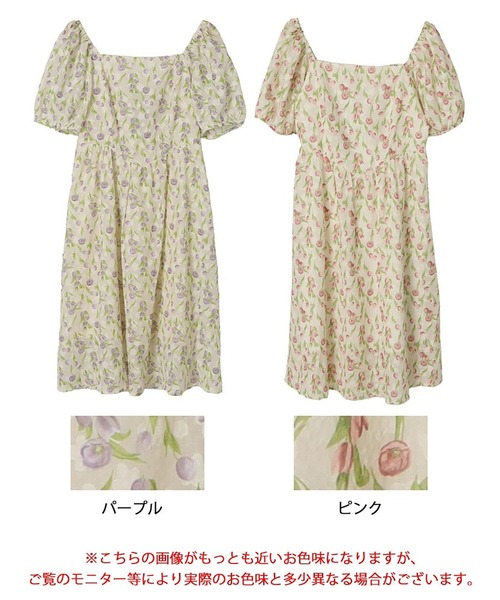 GOLDJAPAN(ゴールドジャパン)の「バックシャーリング花柄ワンピース【大きいサイズ対応】(ワンピース・レディース・ピンク/パープル・3L/4L/5L/LL)」の15枚目の写真