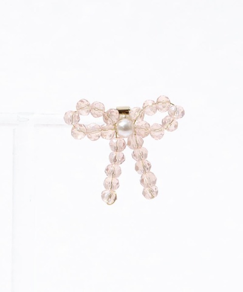 flower(フラワー)の「タイニービーズリボンピアス(ピアス(片耳用)・レディース・ピンク/クリア・FREE)」の6枚目の写真