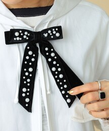 BEAMS BOY | maturely / パール ベルベット リボン クリップ(バレッタ/ヘアクリップ)